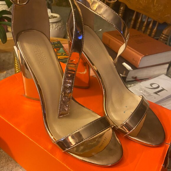 Charlotte Russe Metallic Rose Gold Ankle Stap Pumps - Picture 2 of 2